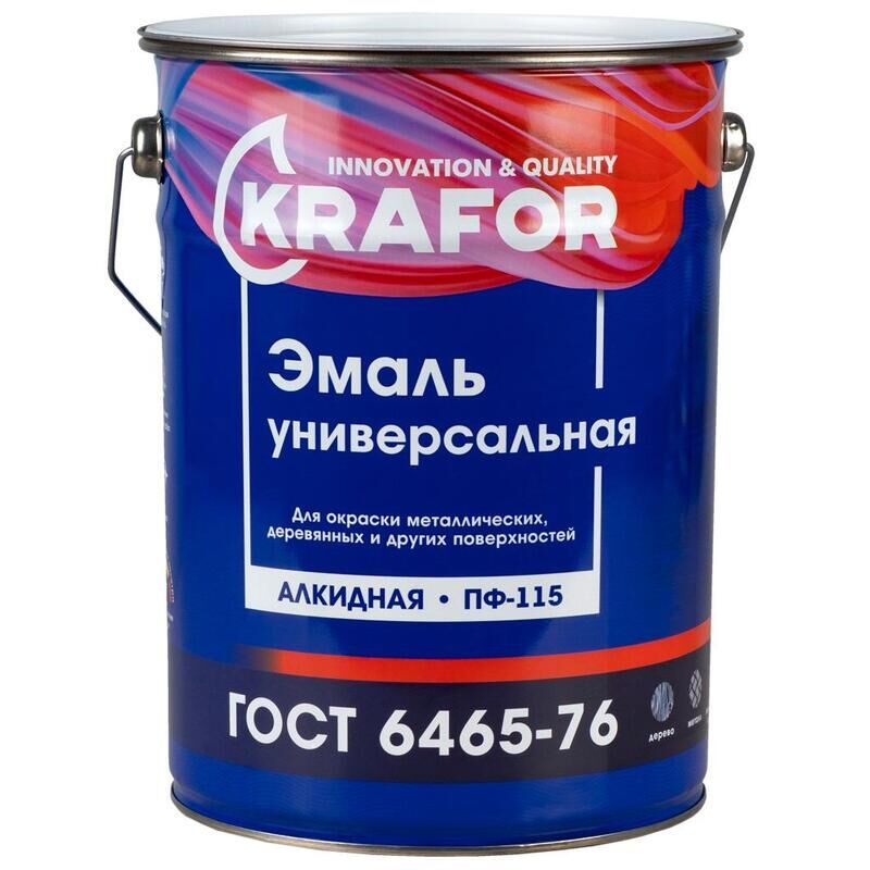 Эмаль универсальная Krafor ПФ-115 салатная глянцевая 6 кг