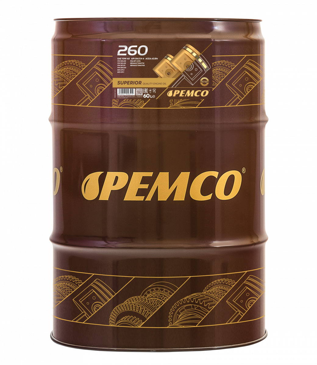 Моторное масло PEMCO 260 10W-40 SN/CH-4 полусинтетическое, 60л (PM0260-60)