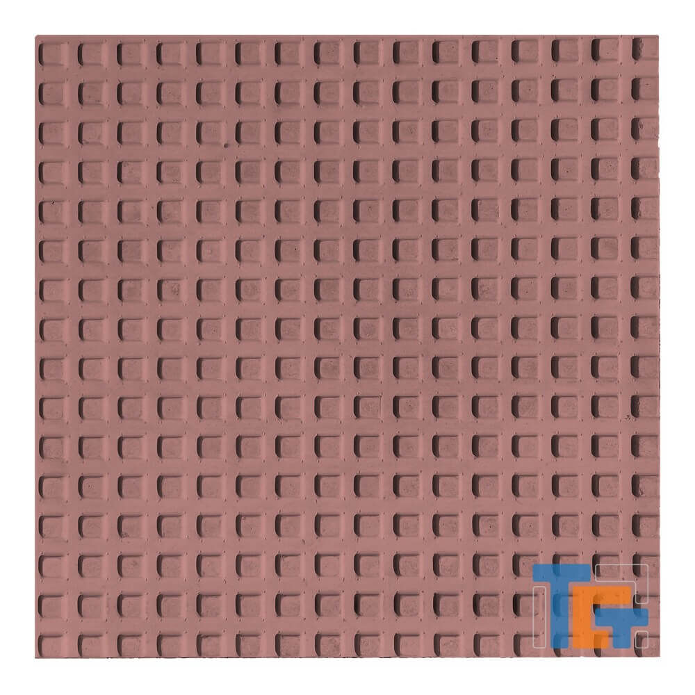 Тротуарная плитка «Тактильная квадратные рифы» 500*500*50, красная