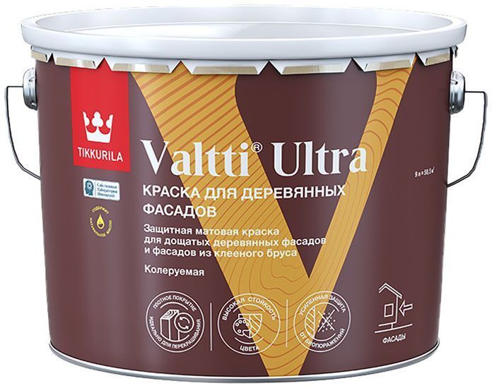 ТИККУРИЛА Валтти Ультра база А белая краска для деревянных фасадов (9л) / TIKKURILA Valtti Ultra base А краска для дерев