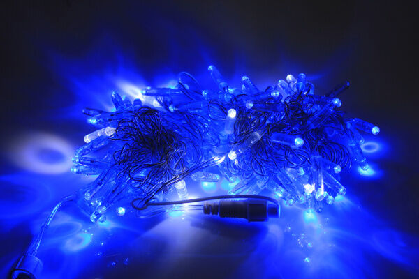 LED-PLS-100-10M-240V-B/C-F(W)-W/O,Синий/белый флэш на прозр. пр., соед.(без шнура) С КОЛПАЧКОМ, , шт