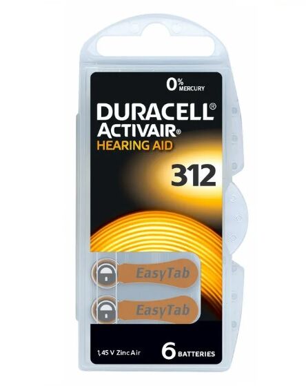 Элемент питания для слухового аппарата "Duracell" Activair ZA 312 BL-6