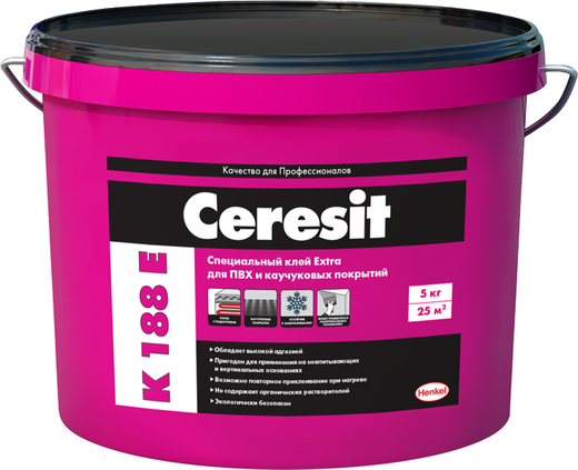 Клей специальный для ПВХ и каучуковых покрытий Ceresit K188Е 12 кг