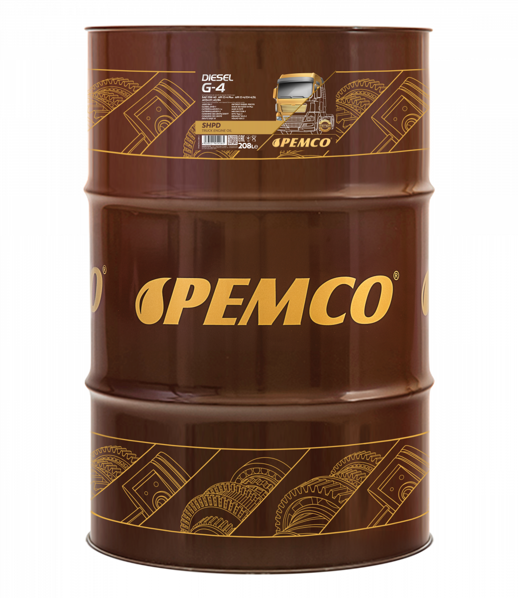 Моторное масло PEMCO DIESEL G-4 SHPD 15W-40 CI-4 Plus/CI-4/CH-4/SL HC-синтетическое, 208л (PM0704-DR)