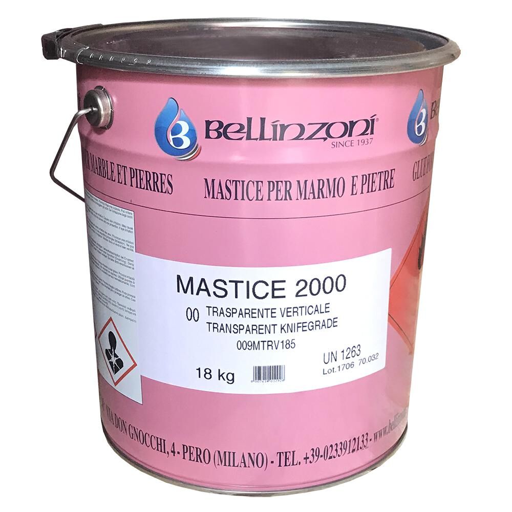 Густой полиэфирный клей-мастика MASTICE 2000 BELLINZONI для камня, бесцветный №00, 17 л.